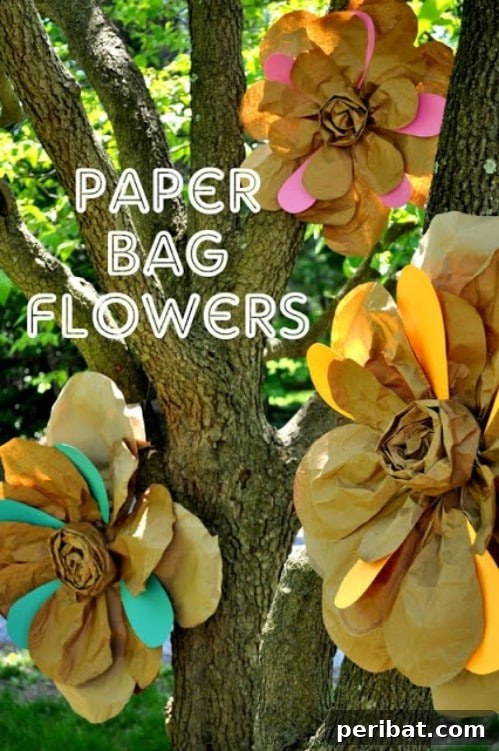 105 Creative DIY Easter Decor Ideas 71 Repurposed Paper Bag Flowers for Easter Decor
