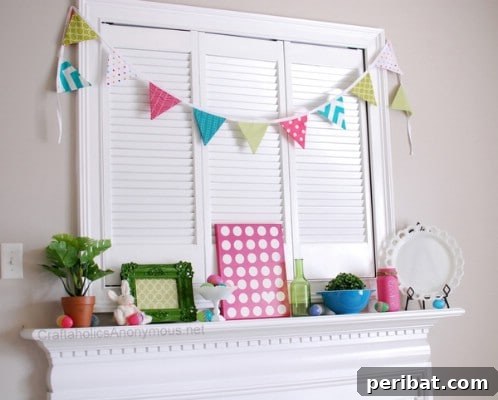 105 Creative DIY Easter Decor Ideas 72 Fabric Garland Easter Mantel Decor