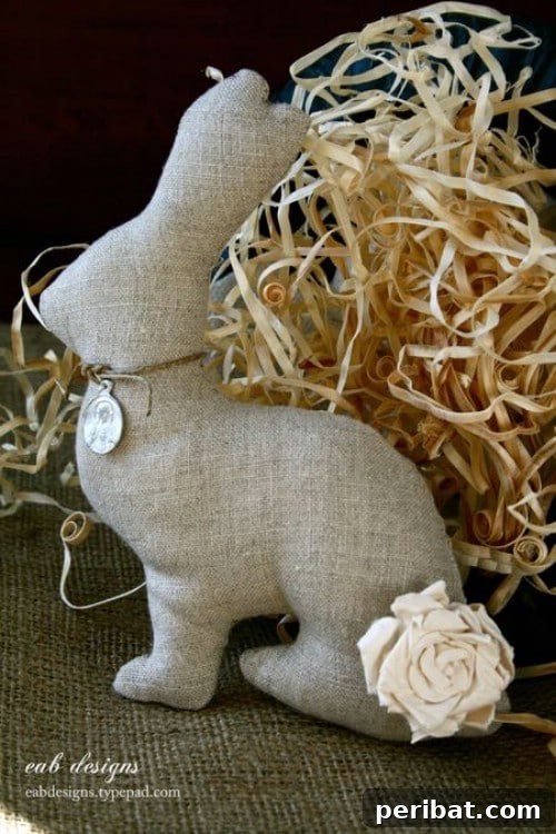 105 Creative DIY Easter Decor Ideas 85 Rustic Linen Bunnies for Easter Decor