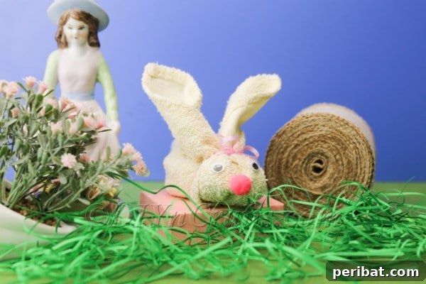 Sweet Towel Bunnies: An Easy Easter DIY 14 A trio of colorful towel bunnies arranged together for an Easter display.