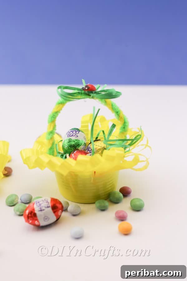 Transform a Plastic Cup into an Adorable Easter Basket 14 Finished miniature Easter basket holding a single egg