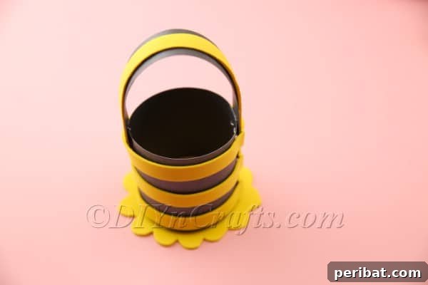 The foam Easter basket with its bottom securely attached
