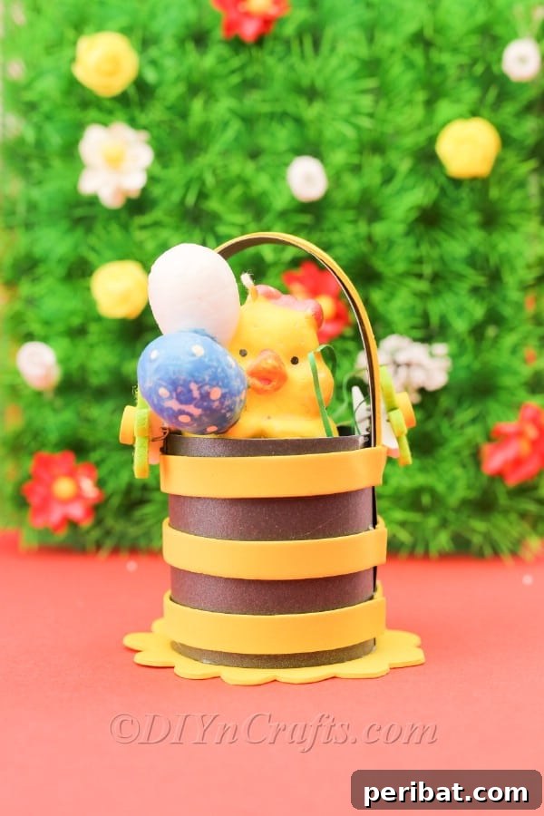 Foam Sheet Fun: Craft Your Own Easter Basket 21 Elegant view of the completed DIY Easter basket
