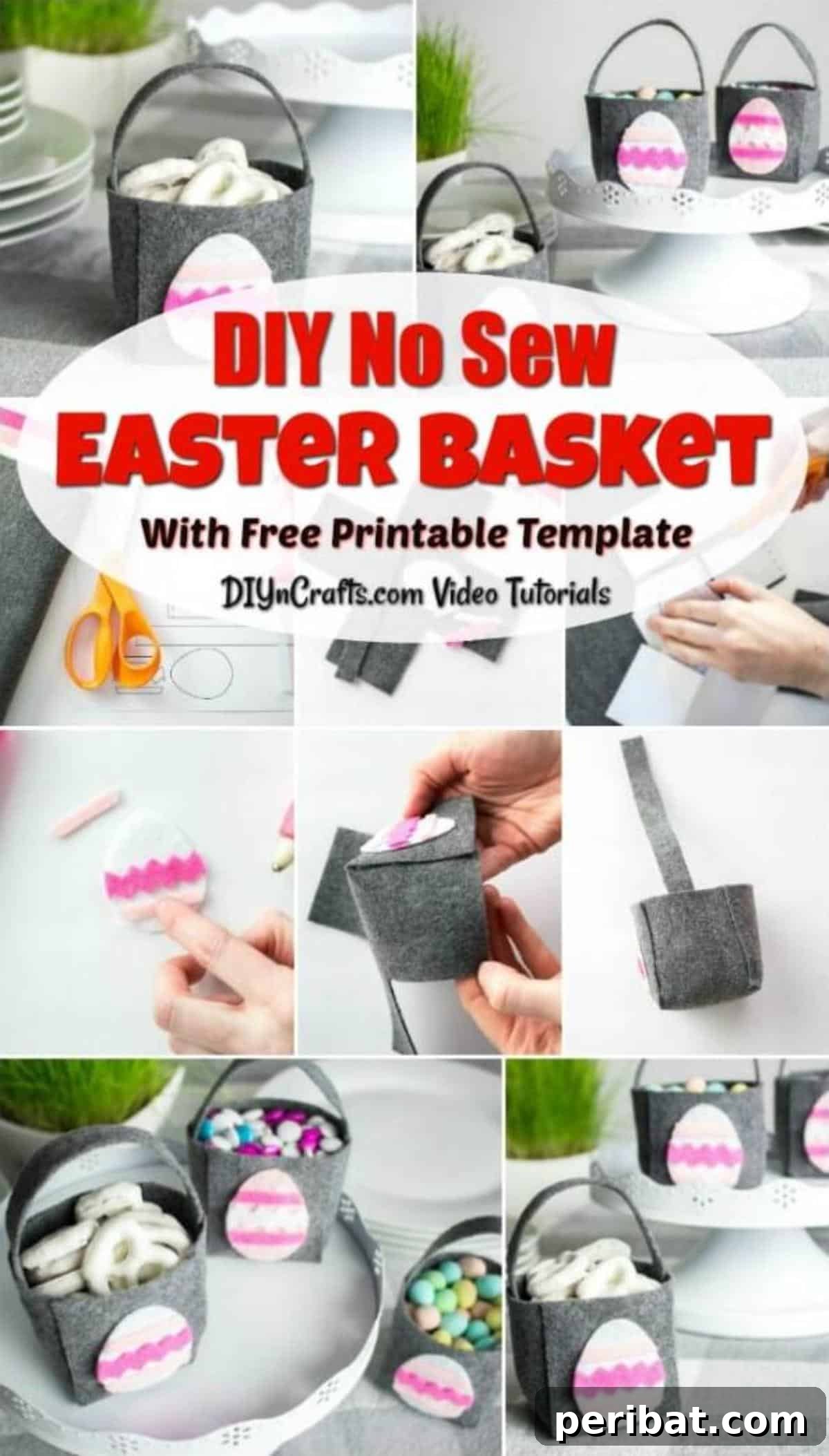 Make a No Sew Easter Basket Free Template Video Tutorial 2 DIY No Sew Easter Basket With Free Printable Template {Video Tutorial} pinterest image