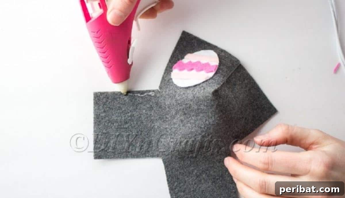 Make a No Sew Easter Basket Free Template Video Tutorial 10 Step 1 gluing together the Easter basket.