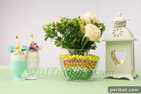 The finished colorful candy vase