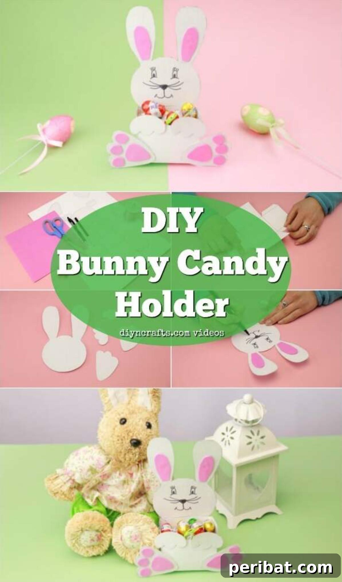 DIY Sweet Easter Bunny Treat Pouch Free Printable 2 DIY Adorable Paper Easter Bunny Candy Holder - Free Printable Craft