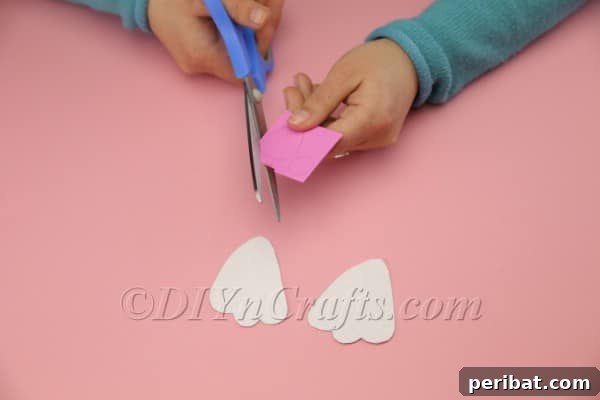 DIY Sweet Easter Bunny Treat Pouch Free Printable 15 Finished pink foam inner ears