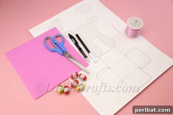 DIY Sweet Easter Bunny Treat Pouch Free Printable 3 Printed template ready for cutting