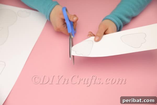 DIY Sweet Easter Bunny Treat Pouch Free Printable 4 Cutting the box shape from the template