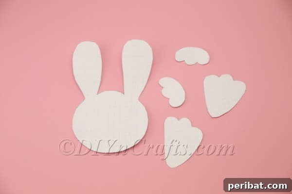 DIY Sweet Easter Bunny Treat Pouch Free Printable 6 Cutting bunny paws from template