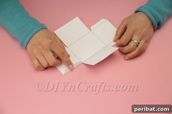 DIY Sweet Easter Bunny Treat Pouch Free Printable 9 Folding along the dotted lines of the box