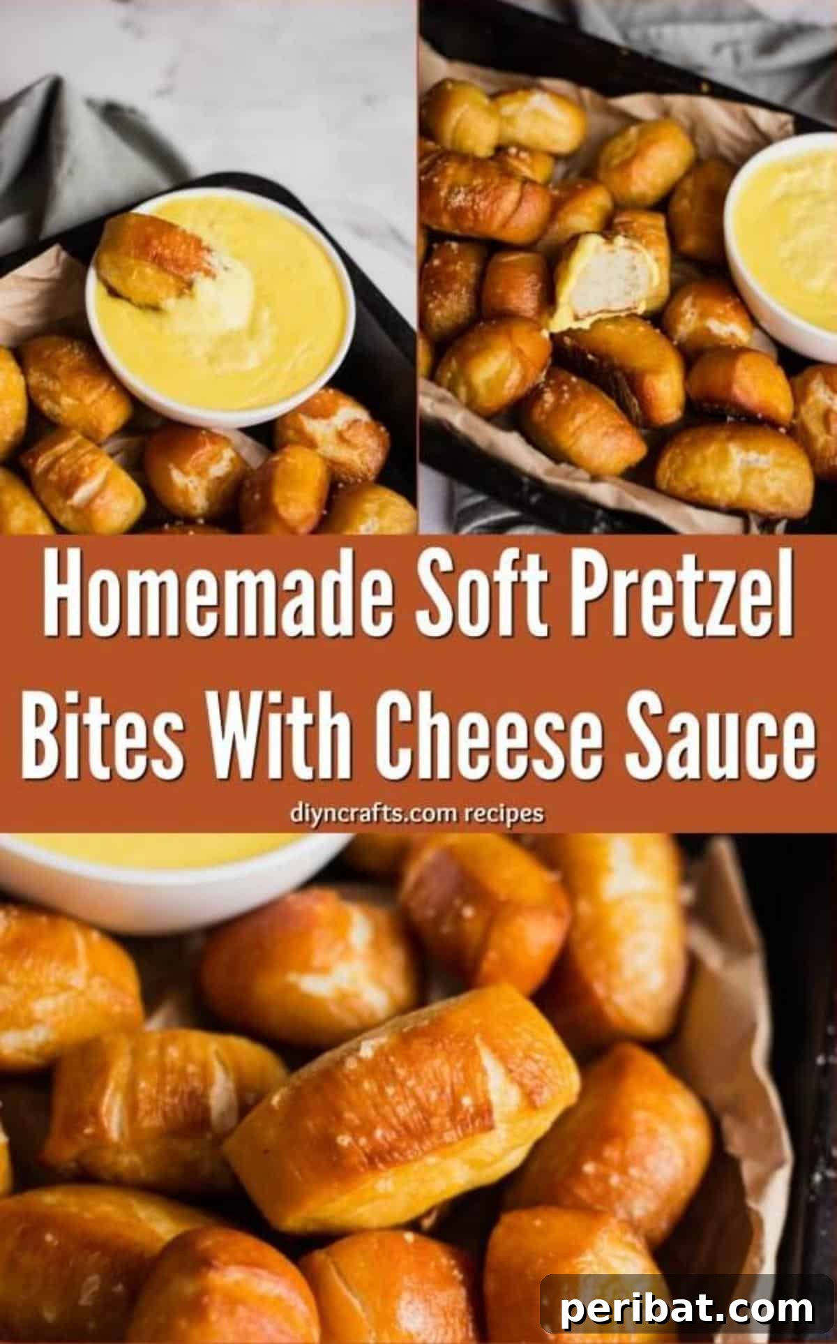Homemade Soft Pretzel Bites with Warm Cheesy Dip 2 Homemade Soft Pretzel Bites with Irresistible Cheese Sauce