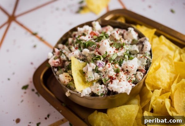 Beautifully presented Fresh Avocado Dip with Feta Cheese