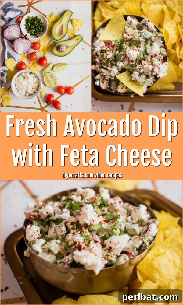Fresh Avocado Dip with Feta Cheese pin image