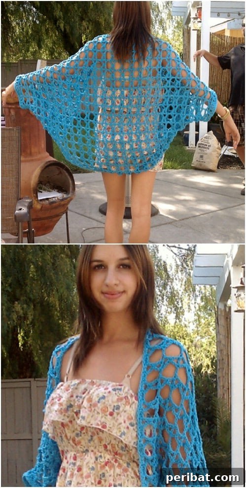 Lightweight Open Crochet Shrug, airy and perfect for summer