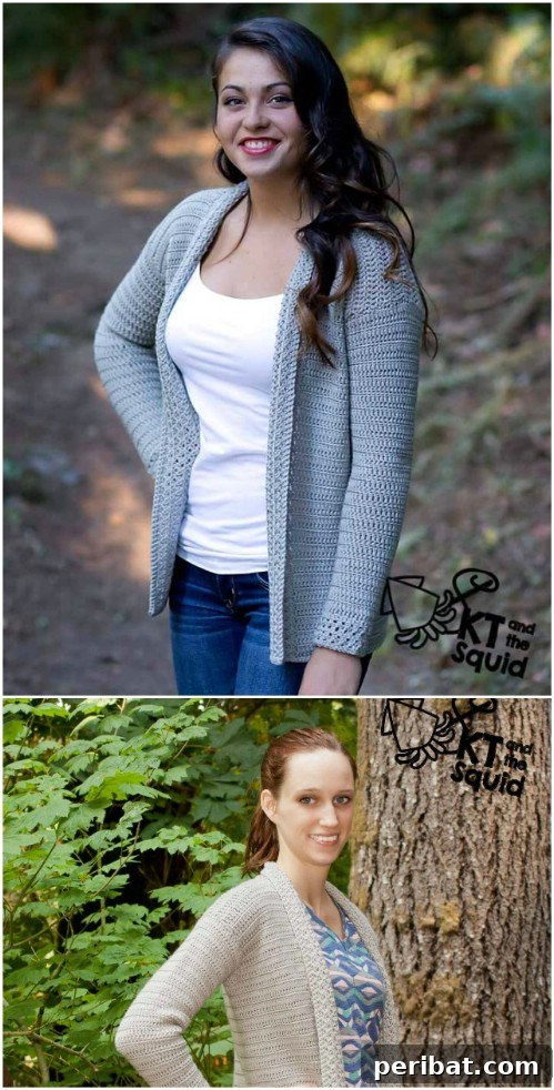 Simple Open Front Crochet Cardigan in a warm, solid color