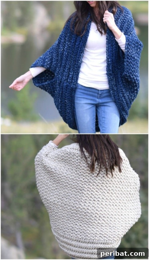 Cozy Crocheted Blanket Cardigan, a warm and comfortable design