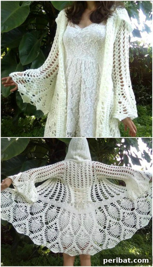 Pineapple Crochet Fairy Queen Coat, an exquisite hooded design