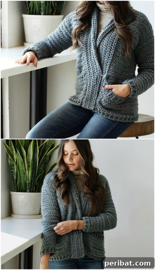 Great Little Pocketed Cardigan with a unique front closure