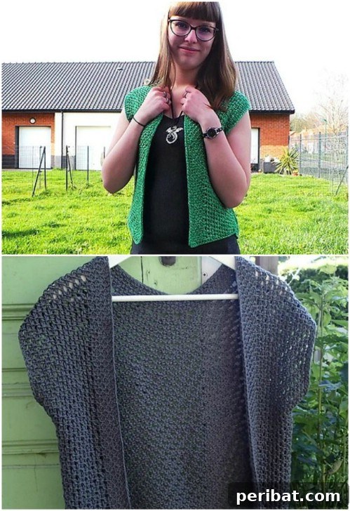 Fast And Easy Crocheted Shrug, a sleeveless design
