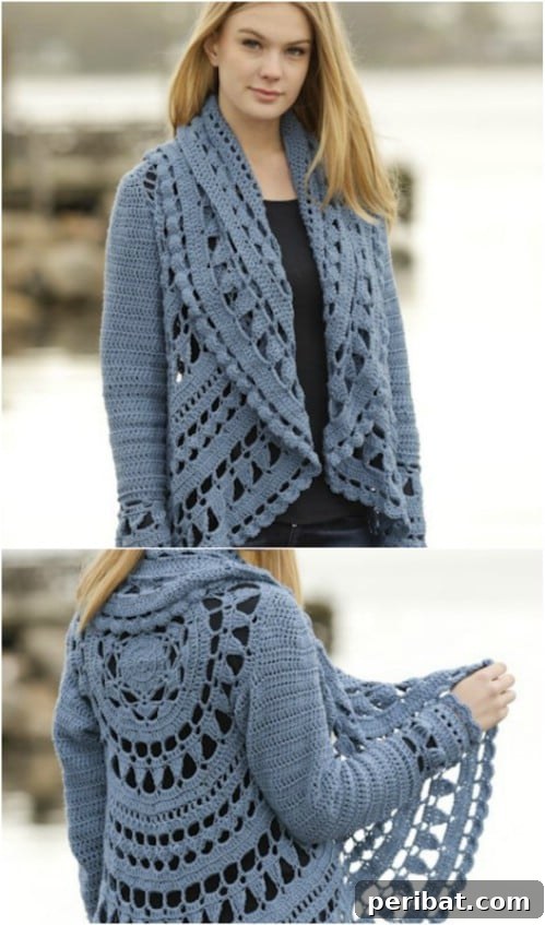 Sea Glass Crochet Lace Jacket with intricate openwork design
