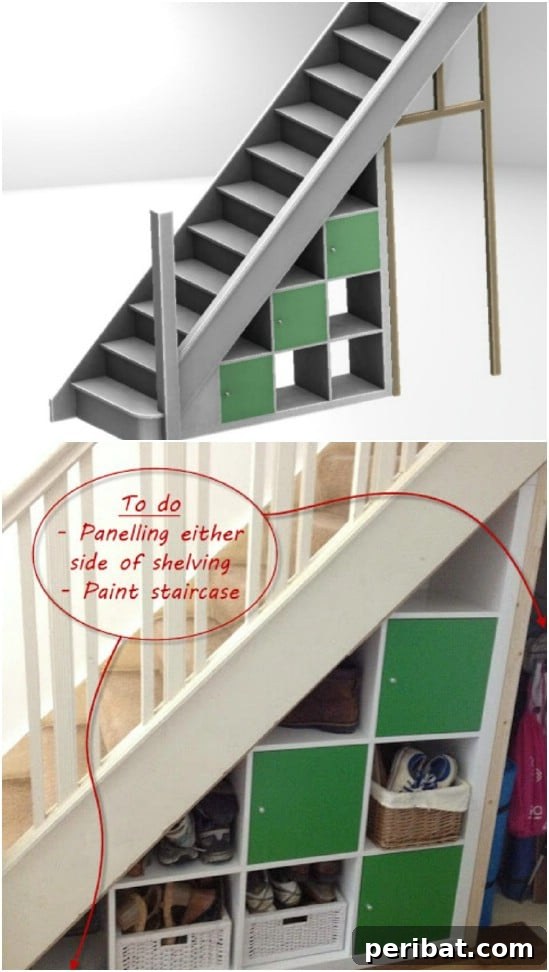 DIY Under Stairs Storage Unit with Shelves