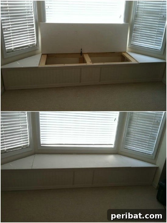 DIY Bay Window Storage Bench with Lift-Top