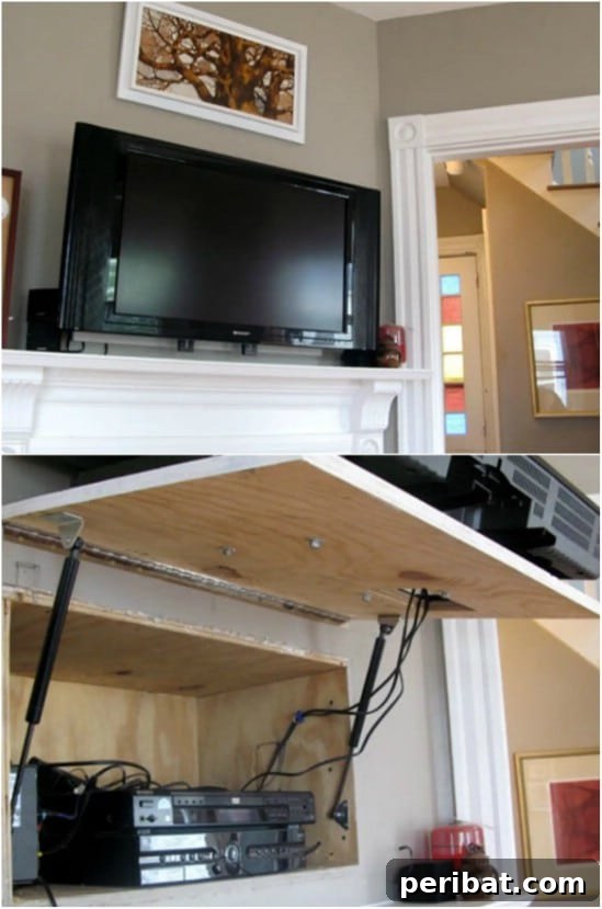 Hidden Behind TV Compartment for Remotes