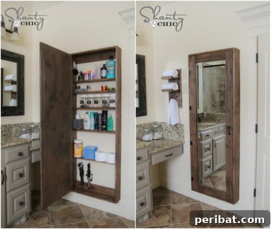 DIY Bathroom Mirror Storage Cabinet