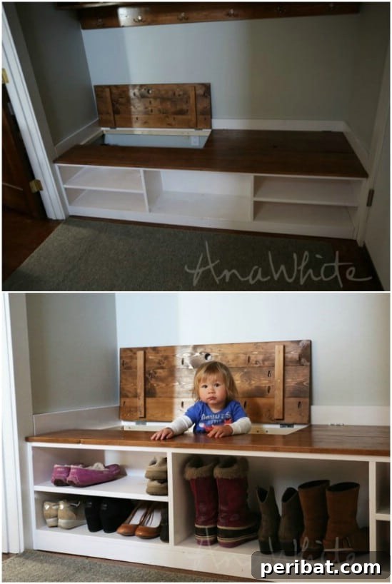 Mudroom Hidden Storage Bench for Boots and Outerwear