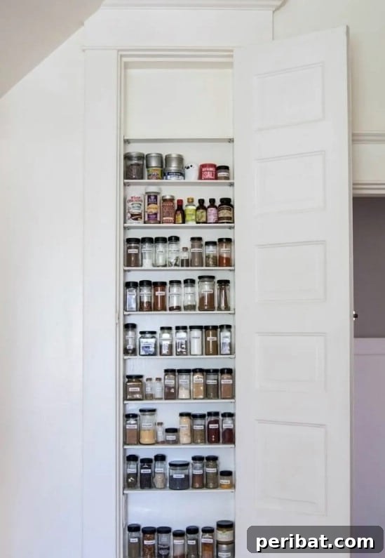 Hidden Kitchen Spice Shelves in Cabinet Gap