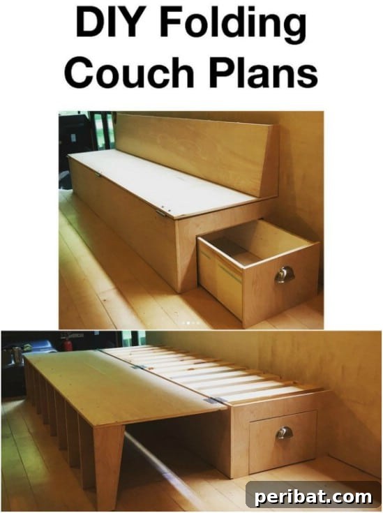 DIY Folding Couch With Storage Drawer