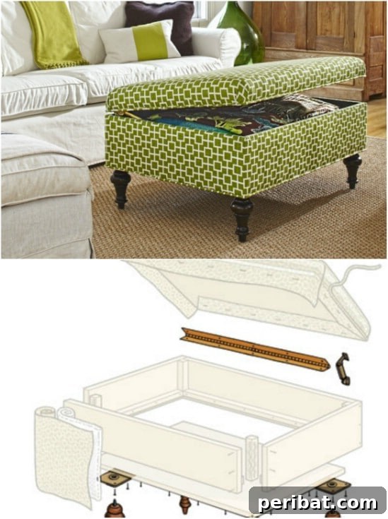 Elegant DIY Storage Ottoman for Living Room