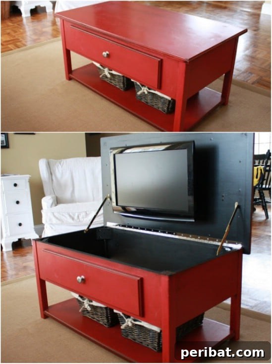 DIY Storage Drawer Coffee Table