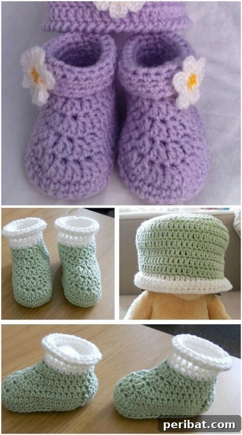 50 Irresistible Crochet Baby Projects to Craft Right Away 17 Crochet Baby Booties and Beanie Hat