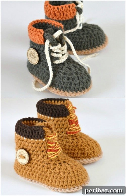 50 Irresistible Crochet Baby Projects to Craft Right Away 22 Tie Up Crochet Hiking Boots for Baby
