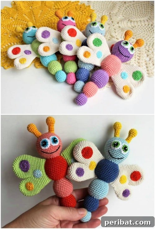 50 Irresistible Crochet Baby Projects to Craft Right Away 28 Crochet Butterfly Rattle for Baby