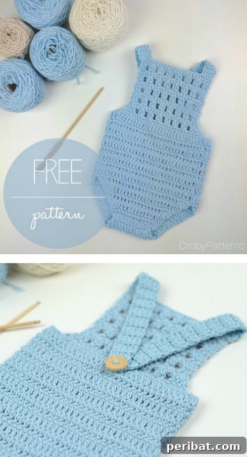50 Irresistible Crochet Baby Projects to Craft Right Away 41 Easy Crochet All In One Romper for Baby
