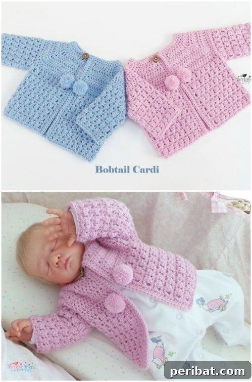50 Irresistible Crochet Baby Projects to Craft Right Away 42 Baby Cardigan Pattern with Pom Poms