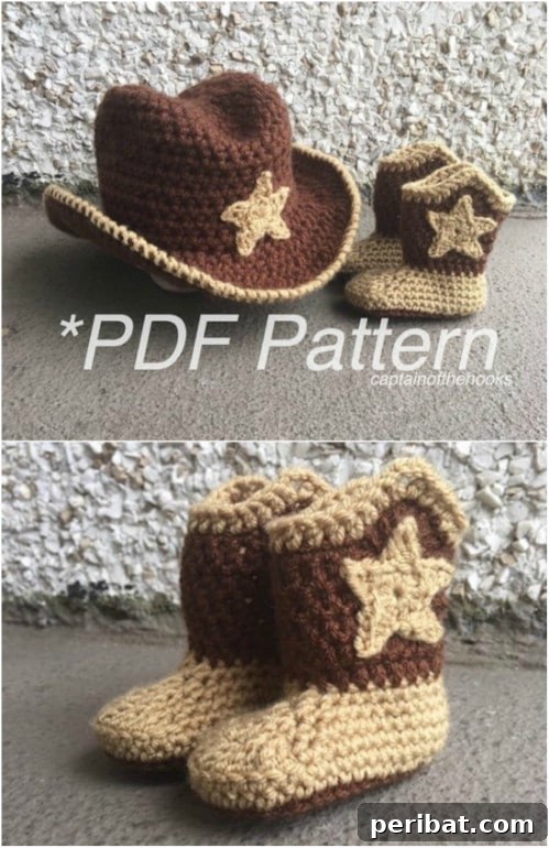 50 Irresistible Crochet Baby Projects to Craft Right Away 6 Crochet Cowboy Hat and Boots for Babies