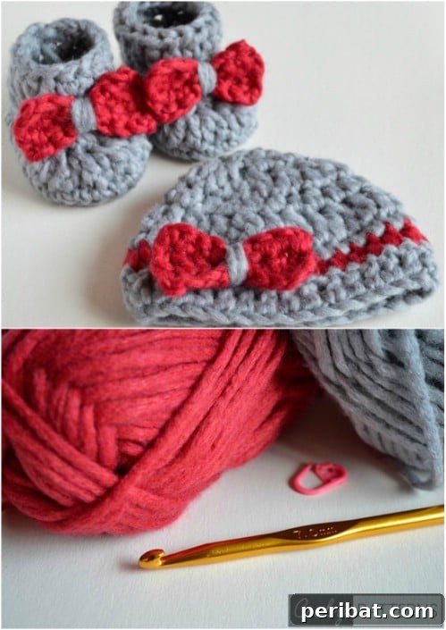 50 Irresistible Crochet Baby Projects to Craft Right Away 7 Crochet Baby Beanie and Matching Booties