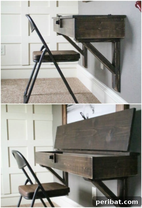 Space Saving DIY Floating Desk With Storage