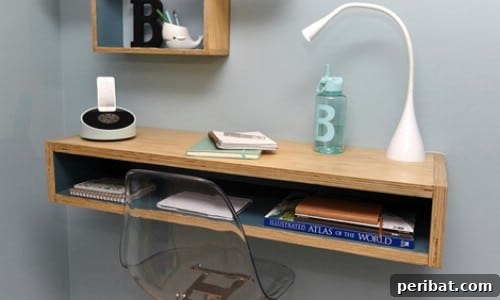DIY Floating Cubby Desk