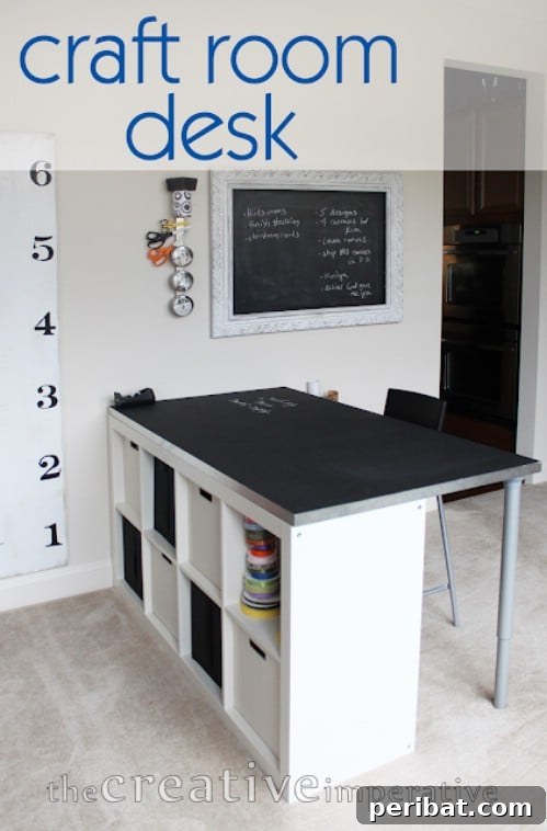 DIY Craft Desk With Shelves