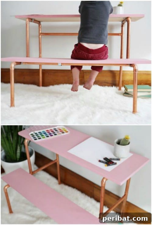 DIY Copper Pipe Desk With Bench