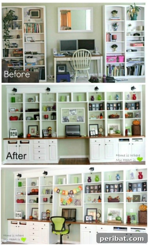 DIY Wall To Wall Bookcase And Desk