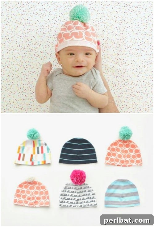 40 Sweet & Simple Baby Sewing Projects for Everyone 37 Baby Hats With Pom Poms