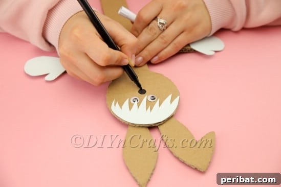 Drawing face details with a black marker