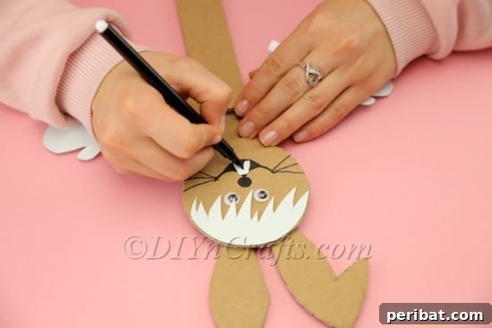 Hoppy Cardboard Easter Bunny Creation 18 Shortcut for drawing bunny teeth